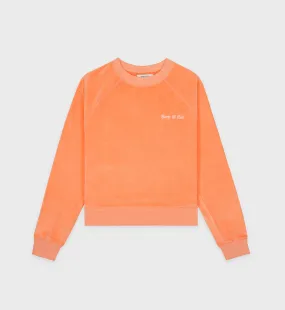 Italic Logo Velour Raglan Sweater - Peach/White