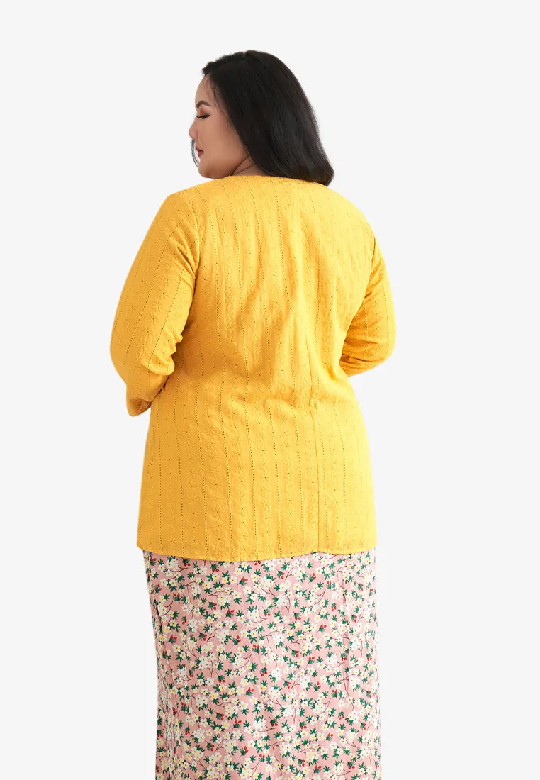 Kamela Raya Eyelet Collection Eyelet Kurung Top - Yellow