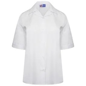 Kids Girls Revere Collar Blouse School Uniform White Shirts Short Sleeve Smart