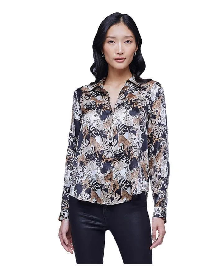 L'Agence Tyler Holly Black Panther Jungle Blouse