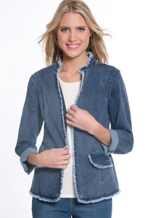 Lightweight Denim Jacket w/ Stand Up Collar by Multiples