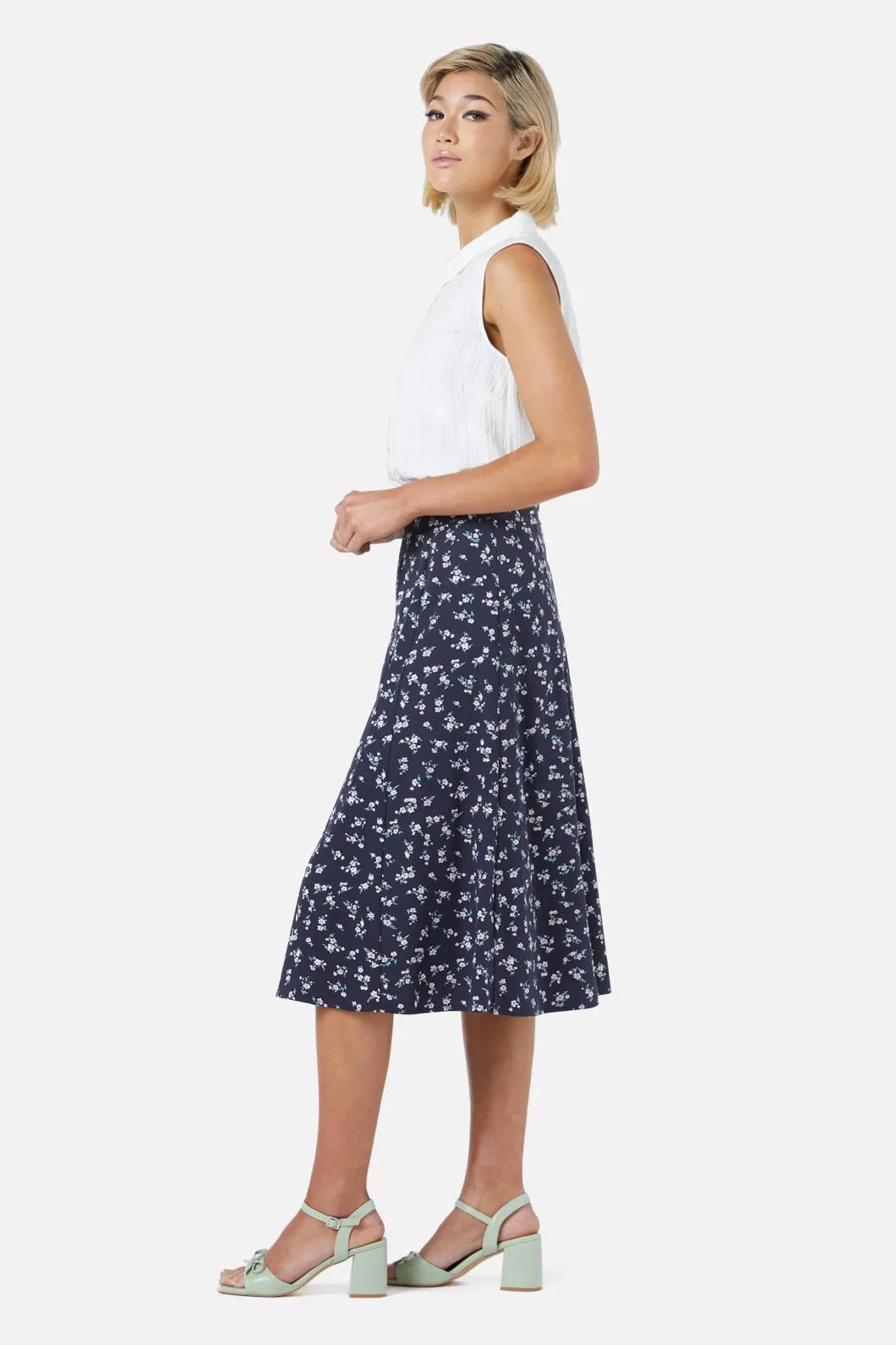 Lila Ditsy Midi Skirt