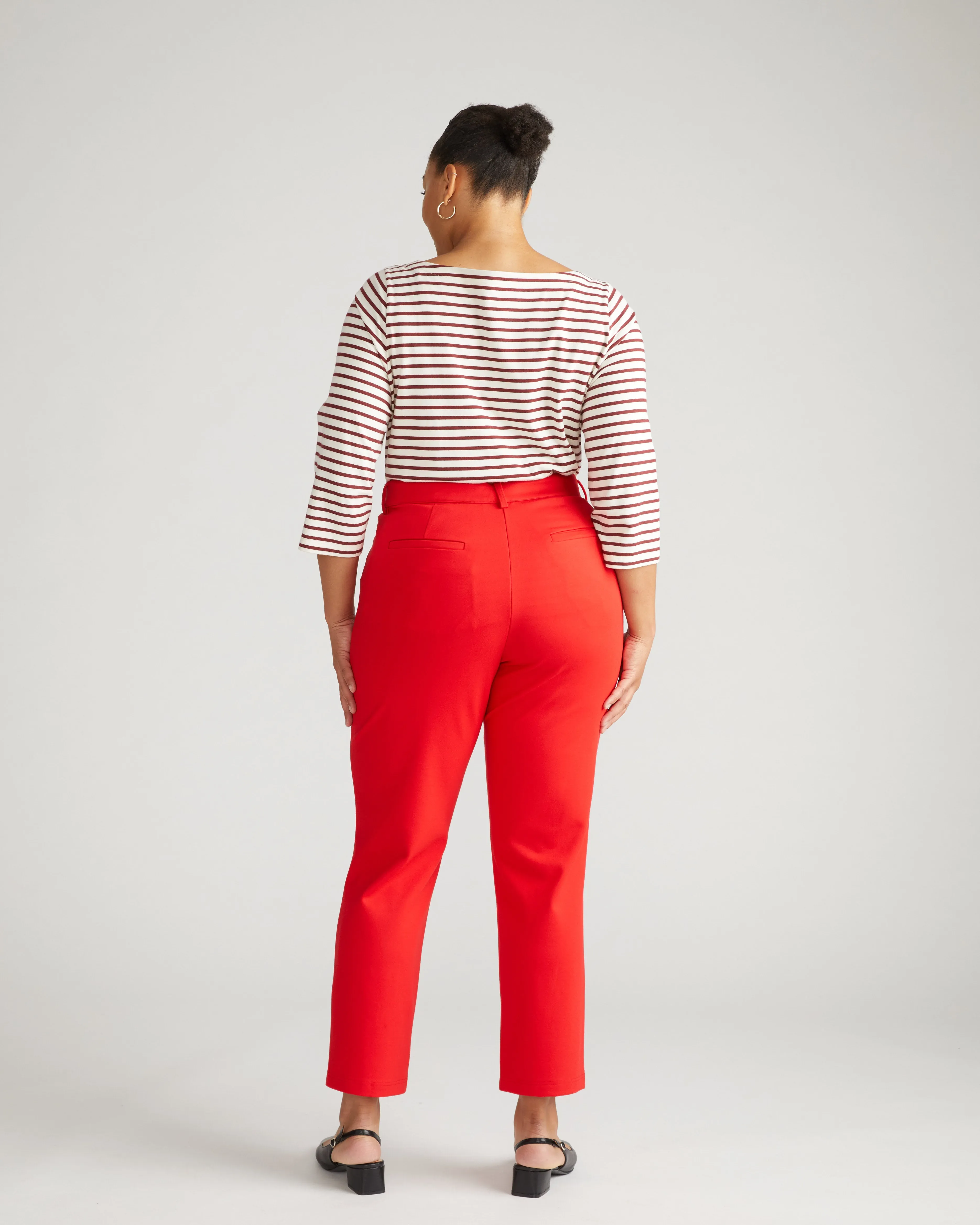 Long Cigarette Ponte Pants - Vermilion Red