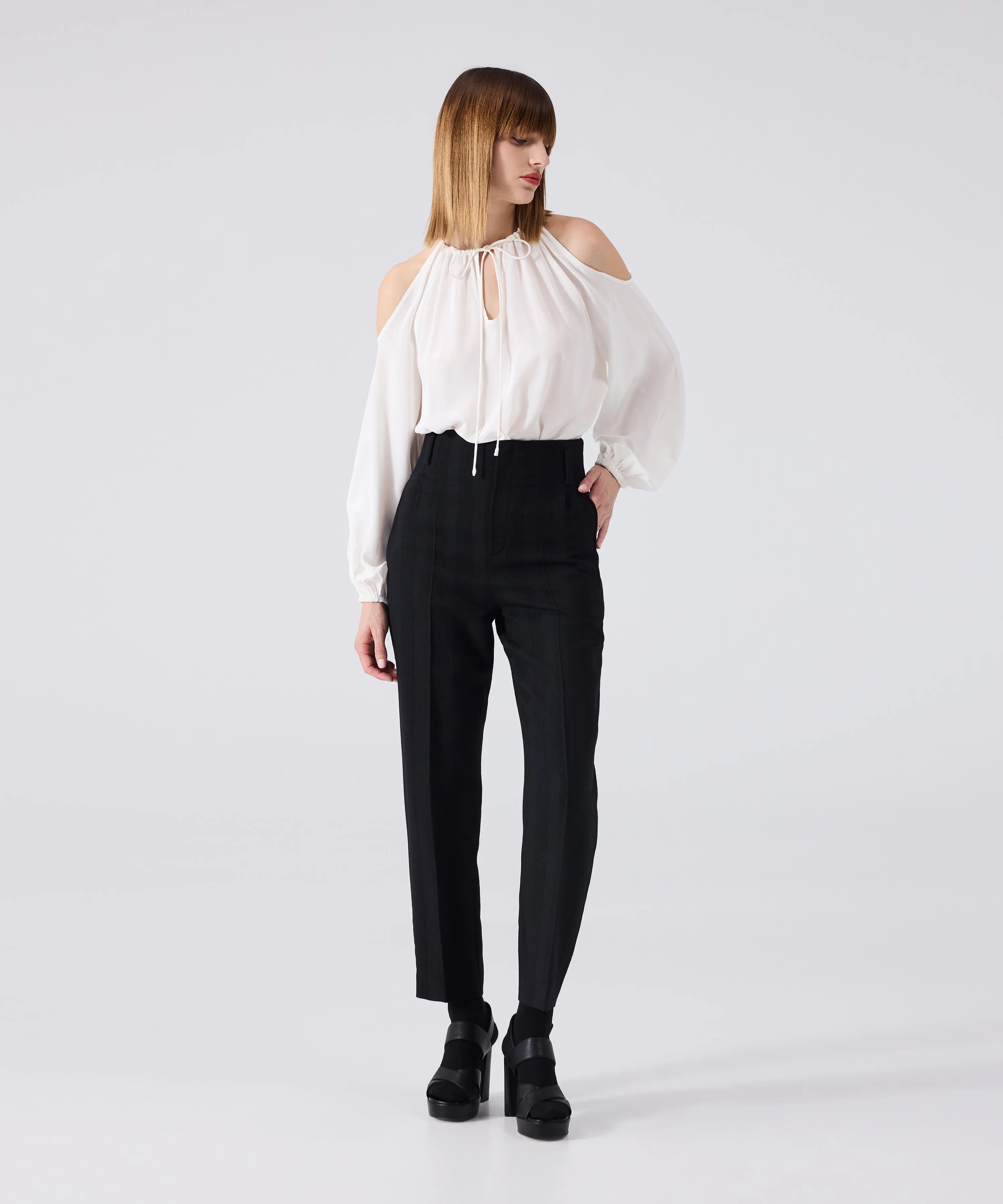 Machka Crystal Stone Embroidered Cutout Blouse Off White