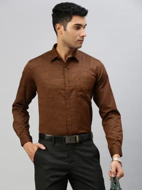 Men Cotton Blend Shirt Brown T33 TI1