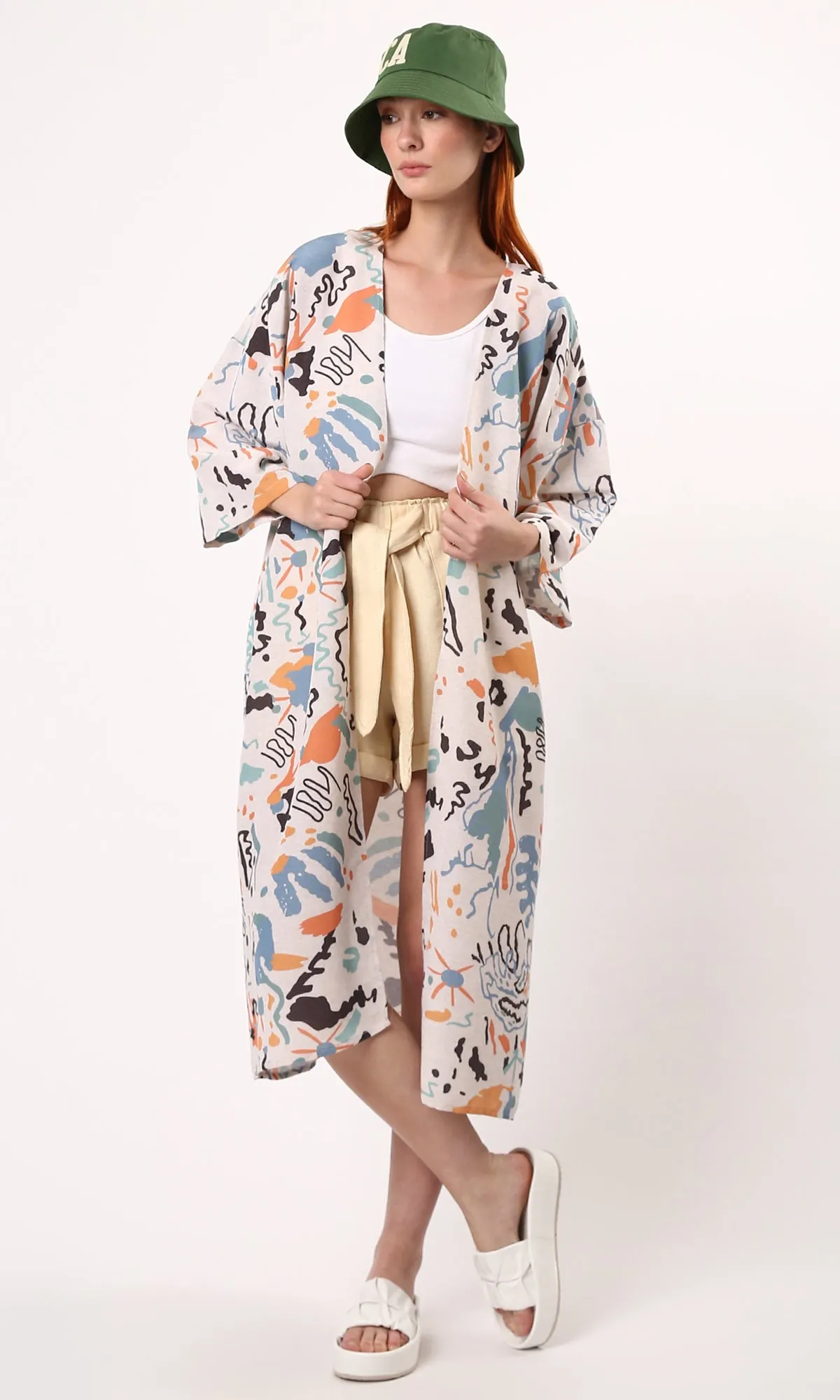 O190125 Trendy Pattern Slip On Multicolour Summer Kimono