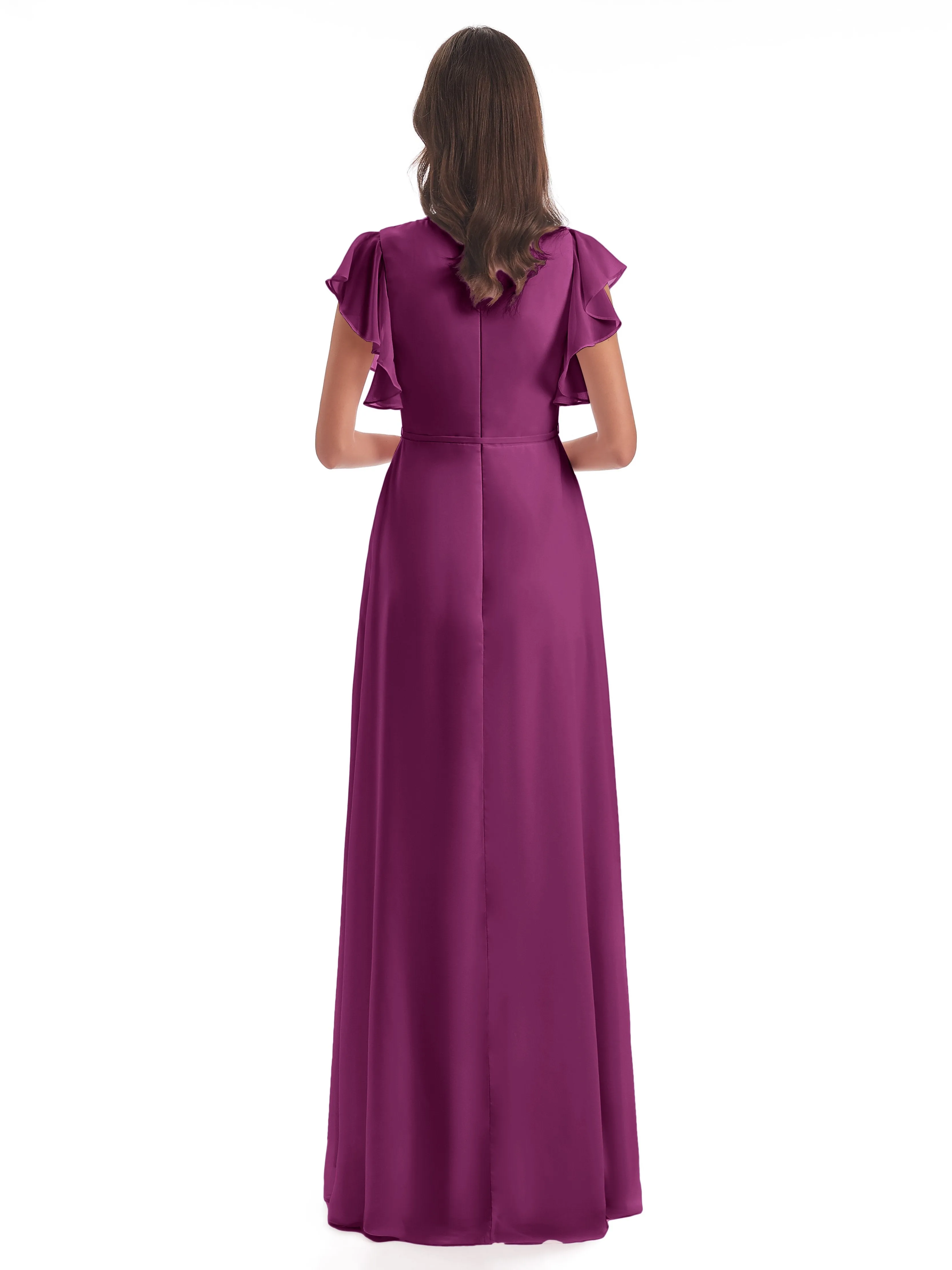 Orchid Bridesmaids Dresses Hope Charming V Neck Long Chiffon Bridesmaid Dresses