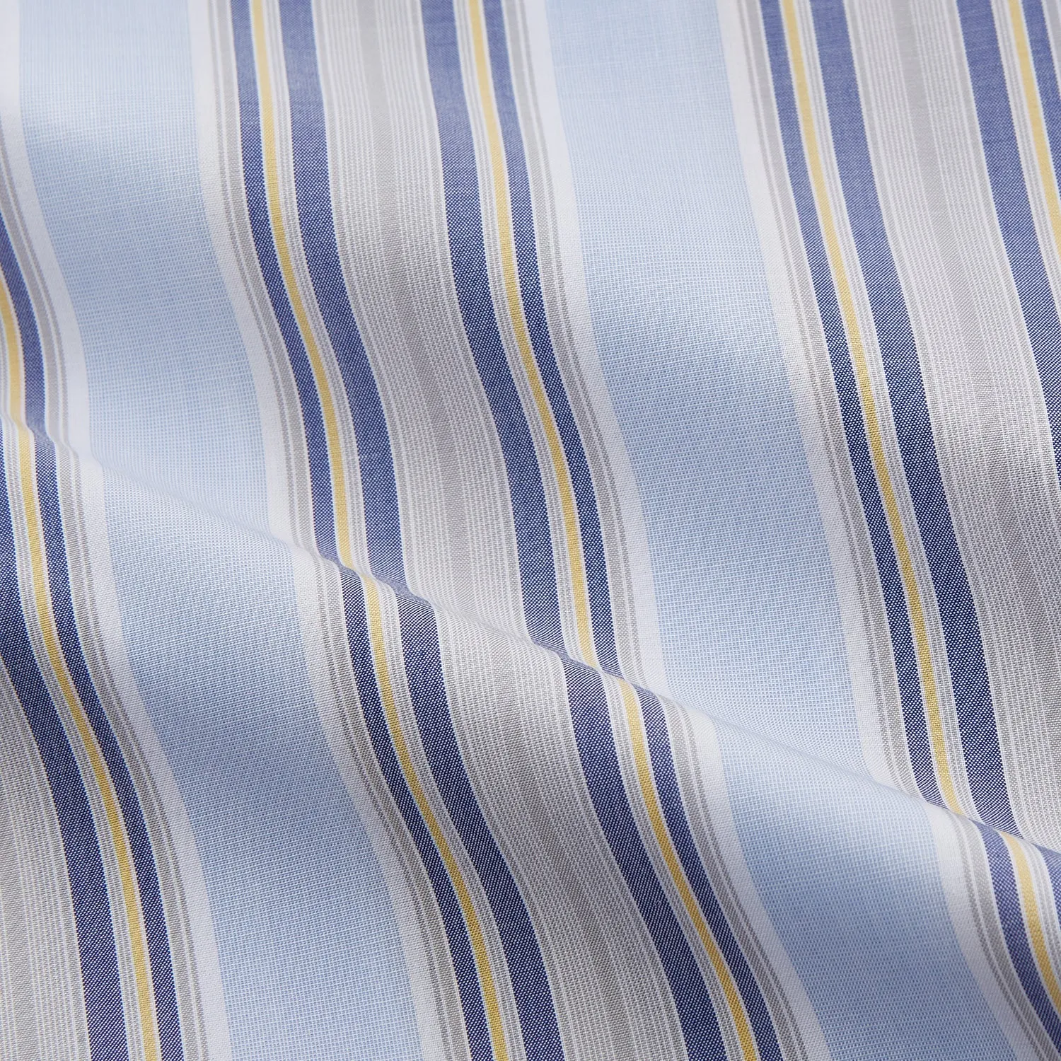 Pale Blue and Yellow Stripe Cotton Regular Fit Mayfair Shirt