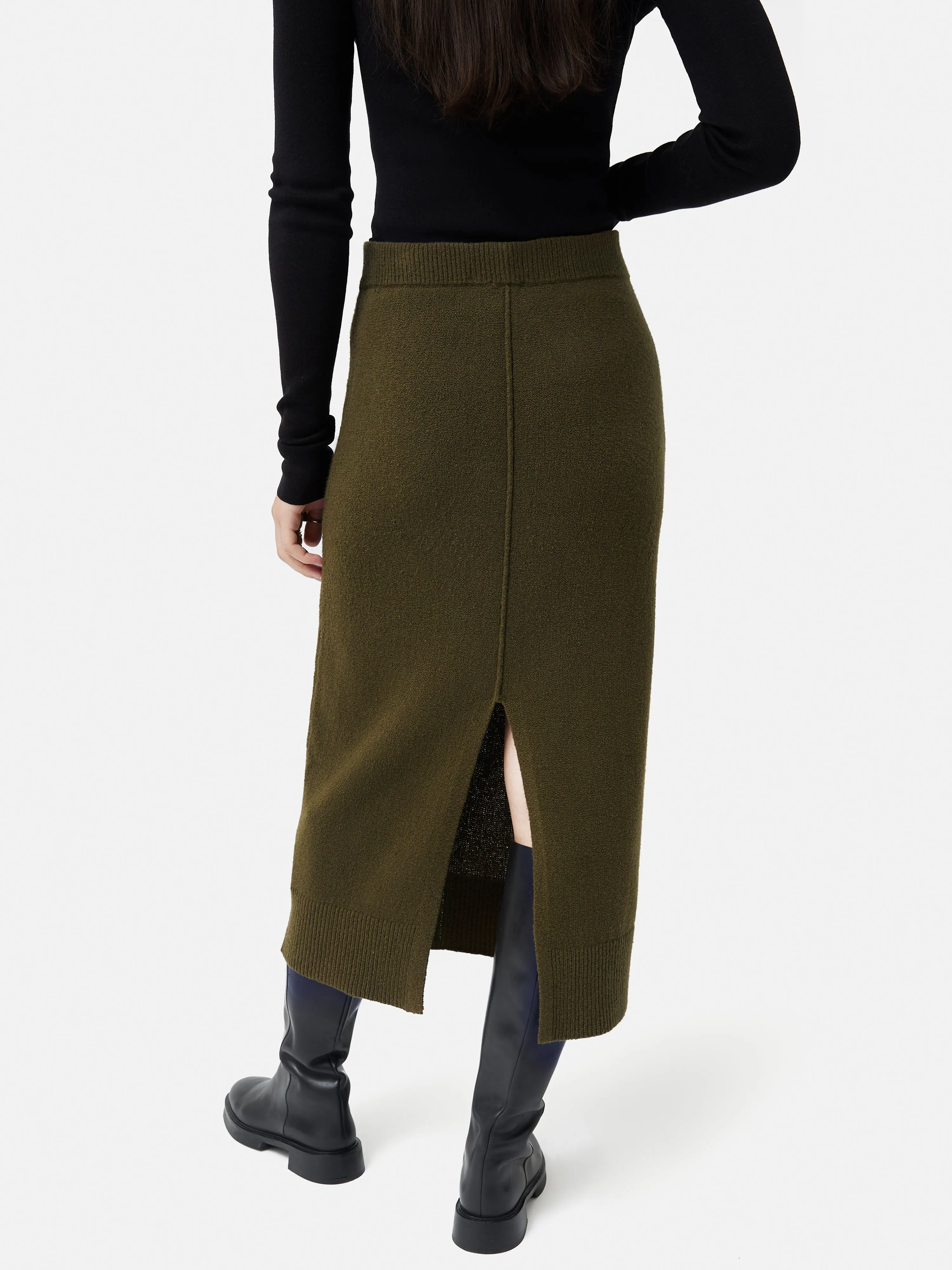 Pencil Knitted Skirt | Khaki