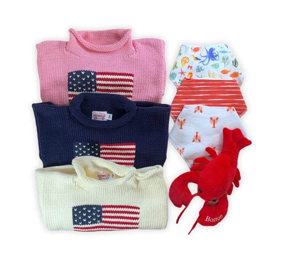 Pink American Flag Roll Neck Sweater