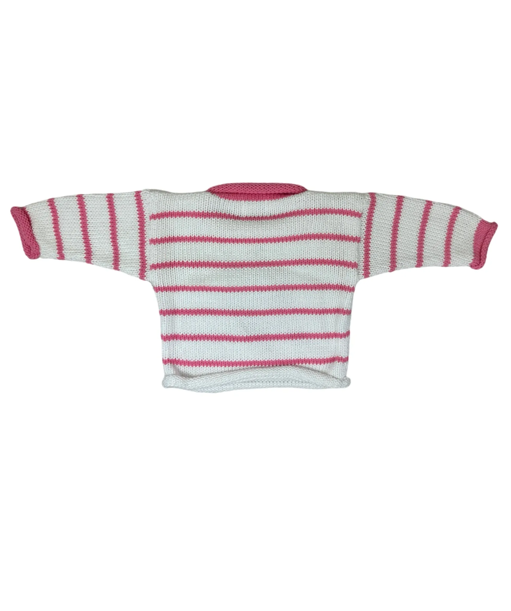 Pink/White Striped Strawberry Roll Neck Sweater