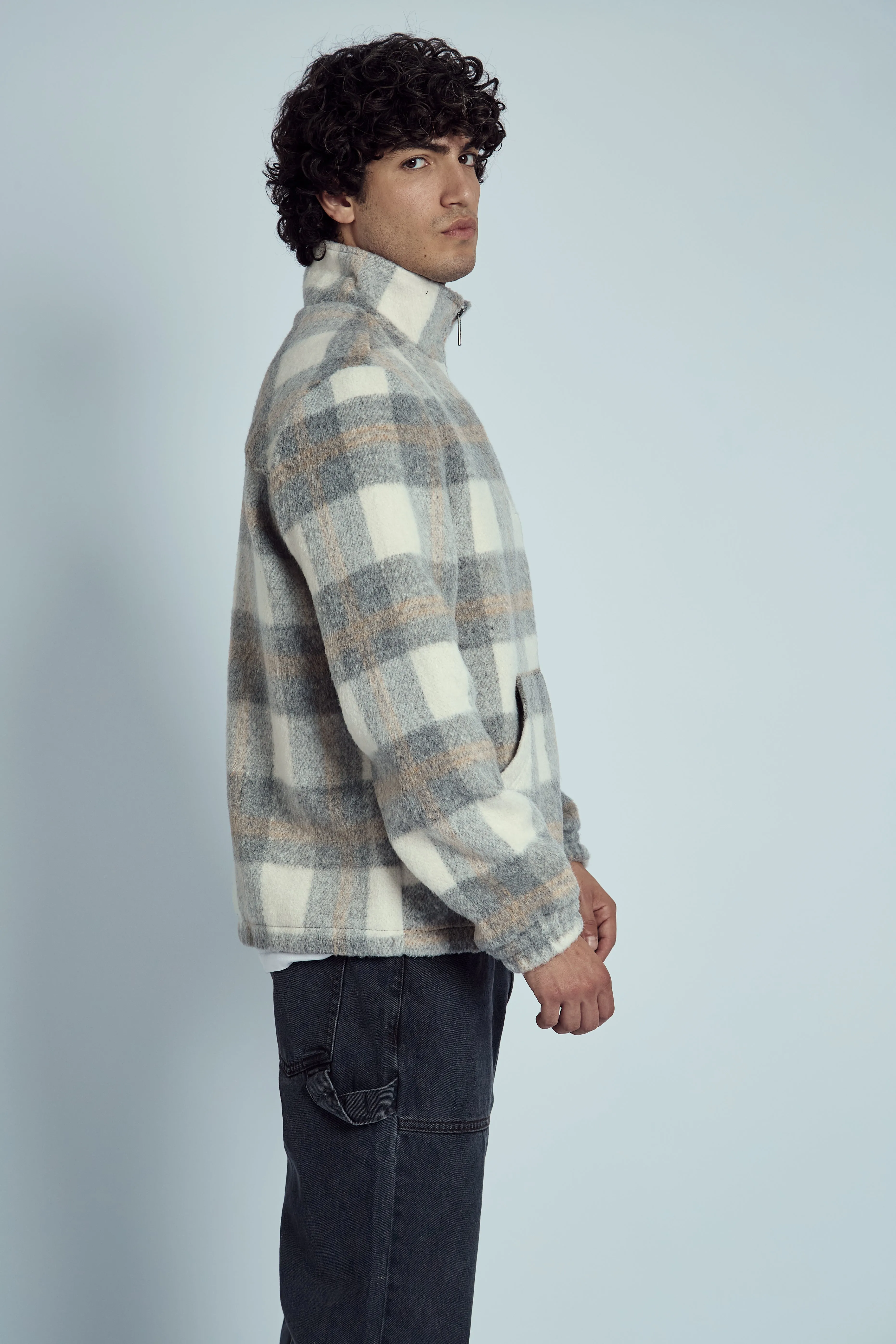 SHARP BRUSHED CHECK OVERHEAD JACKET