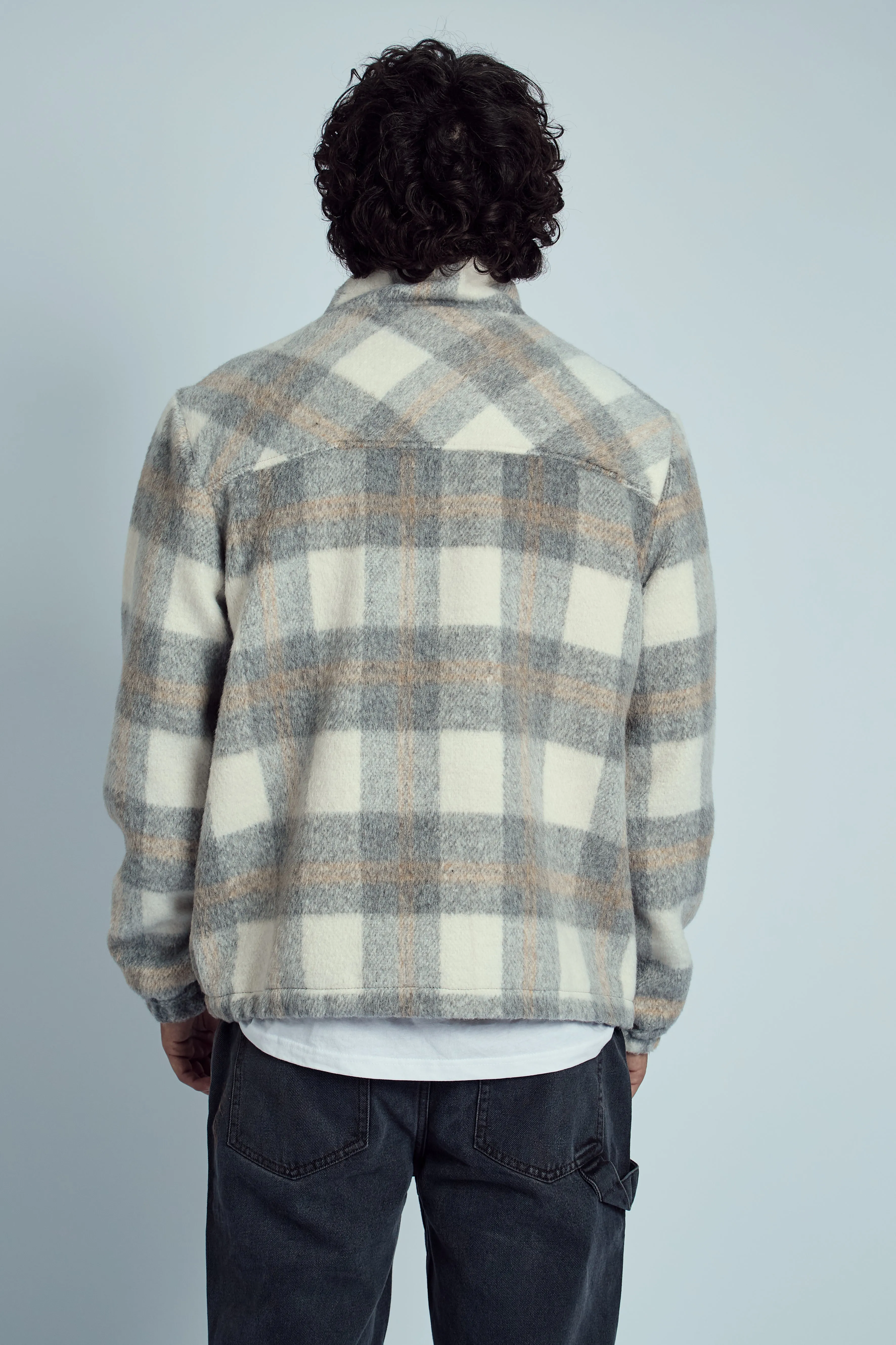 SHARP BRUSHED CHECK OVERHEAD JACKET