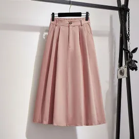 Slim Look Mid-Length Korean High Waist Flare A-Line Mori Fresh Looking College Skirt