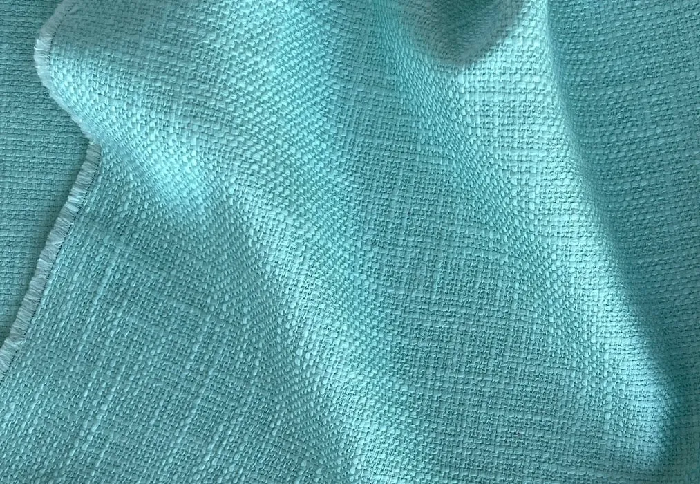 Springtime Fresh Aqua Cyan Textured Cotton Suiting