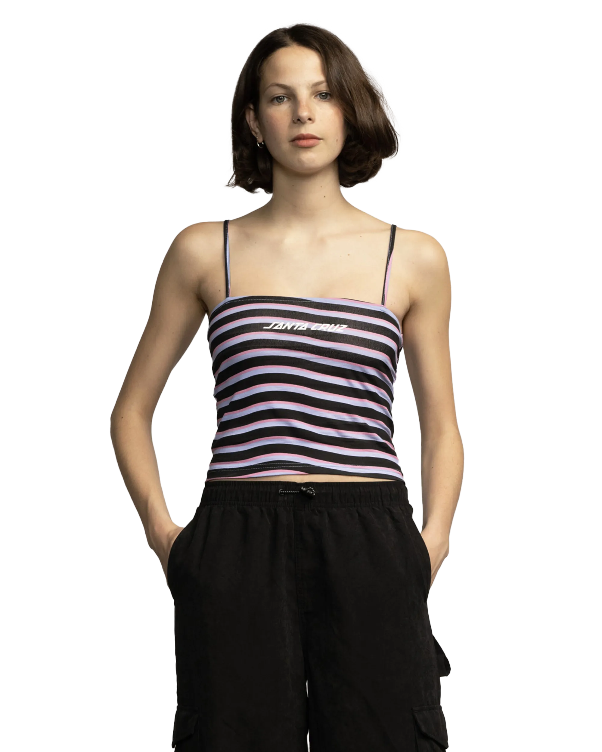 Strip Vest in Black Wave Stripe