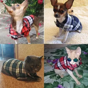 Stylish Plaid Printed Dog Shirts: Pet Vest for Small Dogs and Cats - Ideal for Summer, Spring, and Chic Pet Fashion, Perfect for French Bulldogs, Chihuahuas, Yorkies