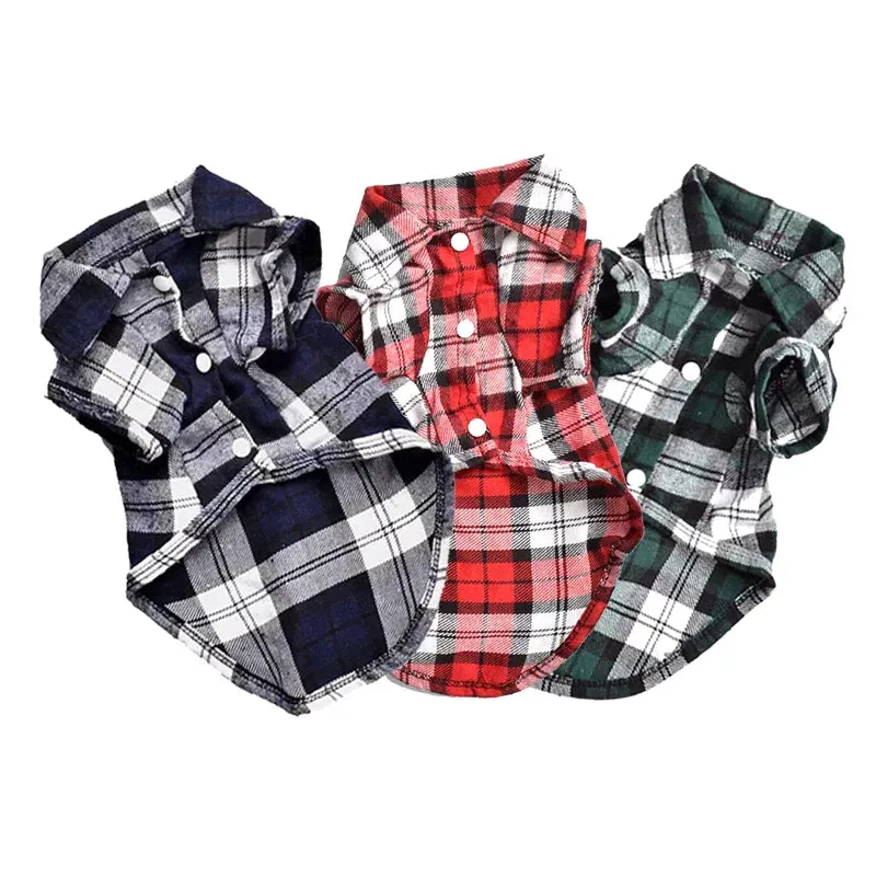 Stylish Plaid Printed Dog Shirts: Pet Vest for Small Dogs and Cats - Ideal for Summer, Spring, and Chic Pet Fashion, Perfect for French Bulldogs, Chihuahuas, Yorkies