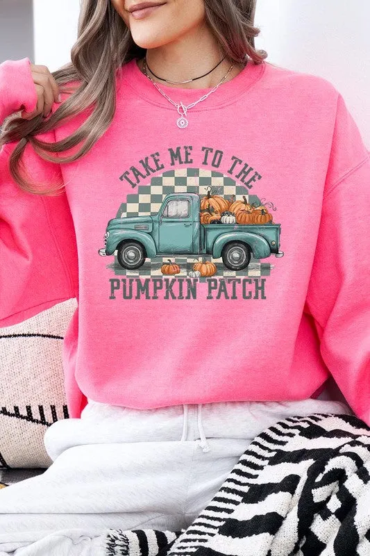 Take Me To The Pumpkin Patch Checkered Fleece Sweatshirts