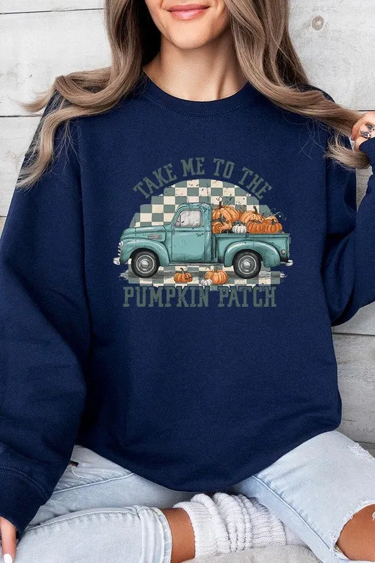 Take Me To The Pumpkin Patch Checkered Fleece Sweatshirts