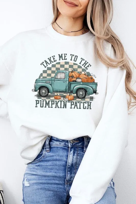 Take Me To The Pumpkin Patch Checkered Fleece Sweatshirts