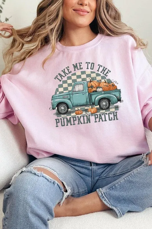 Take Me To The Pumpkin Patch Checkered Fleece Sweatshirts