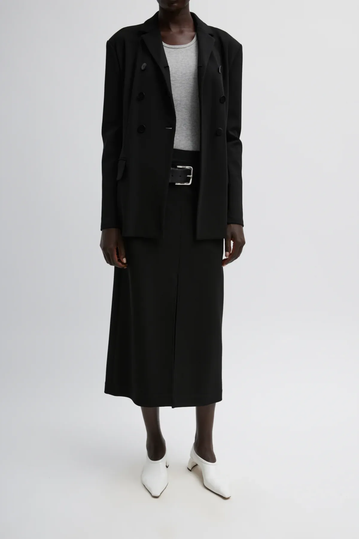 Tibi Wren Crepe Knit Fitted Blazer - Black