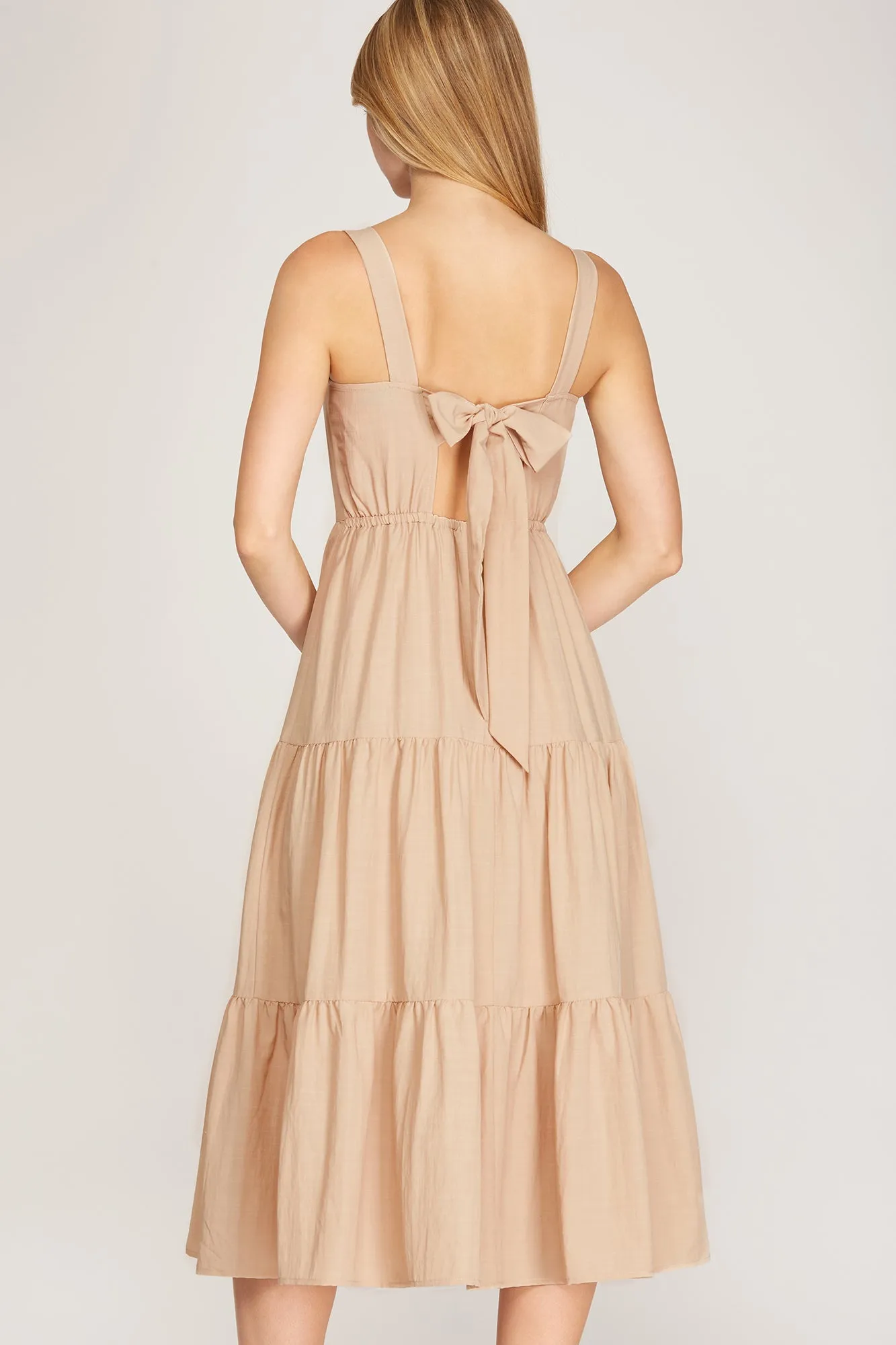 Tie-Back Dress - Beige Bella Chic Fashion