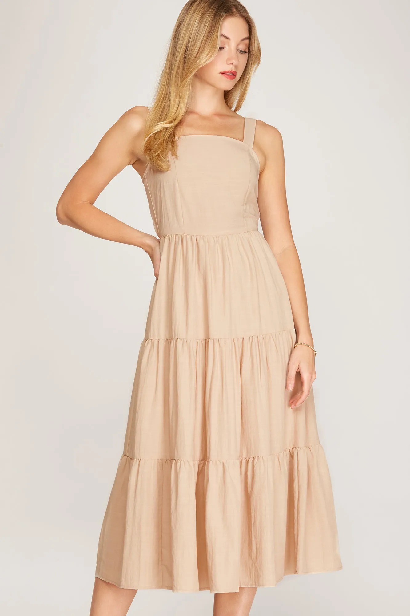 Tie-Back Dress - Beige Bella Chic Fashion