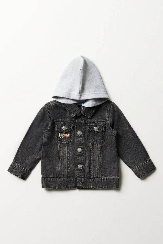 Tom & Jerry Hooded Denim Jacket Black