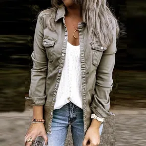 Trendy Lapel Neck Buttons Boho Jacket