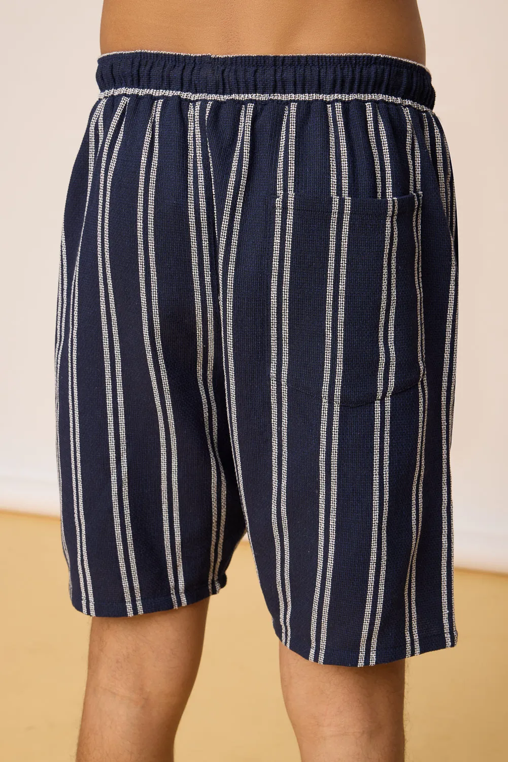 True Navy Striped Men's Bermuda Shorts