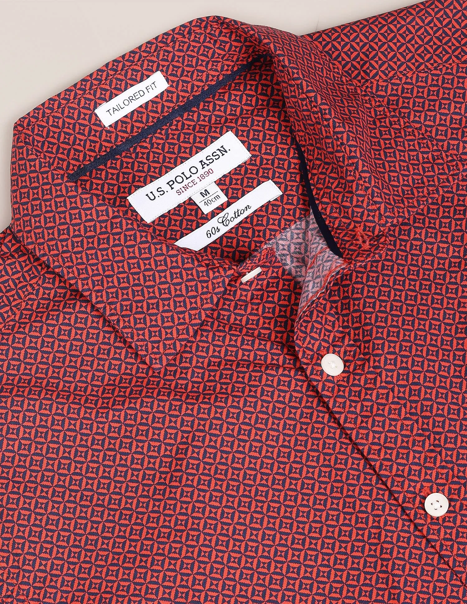 U.S. POLO ASSN. Mens Printed FS Shirts (USSHTFX0092_RED_M)