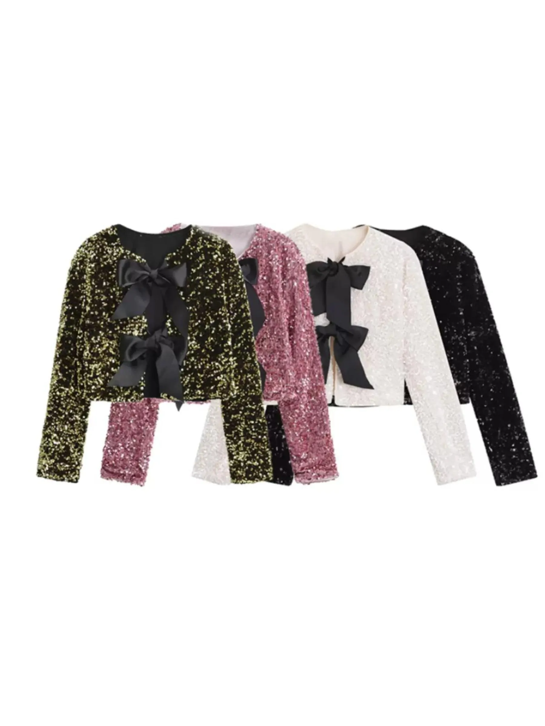 Wenkouban-Winter Outfits Christmas Wendy Sequin Bow Jacket