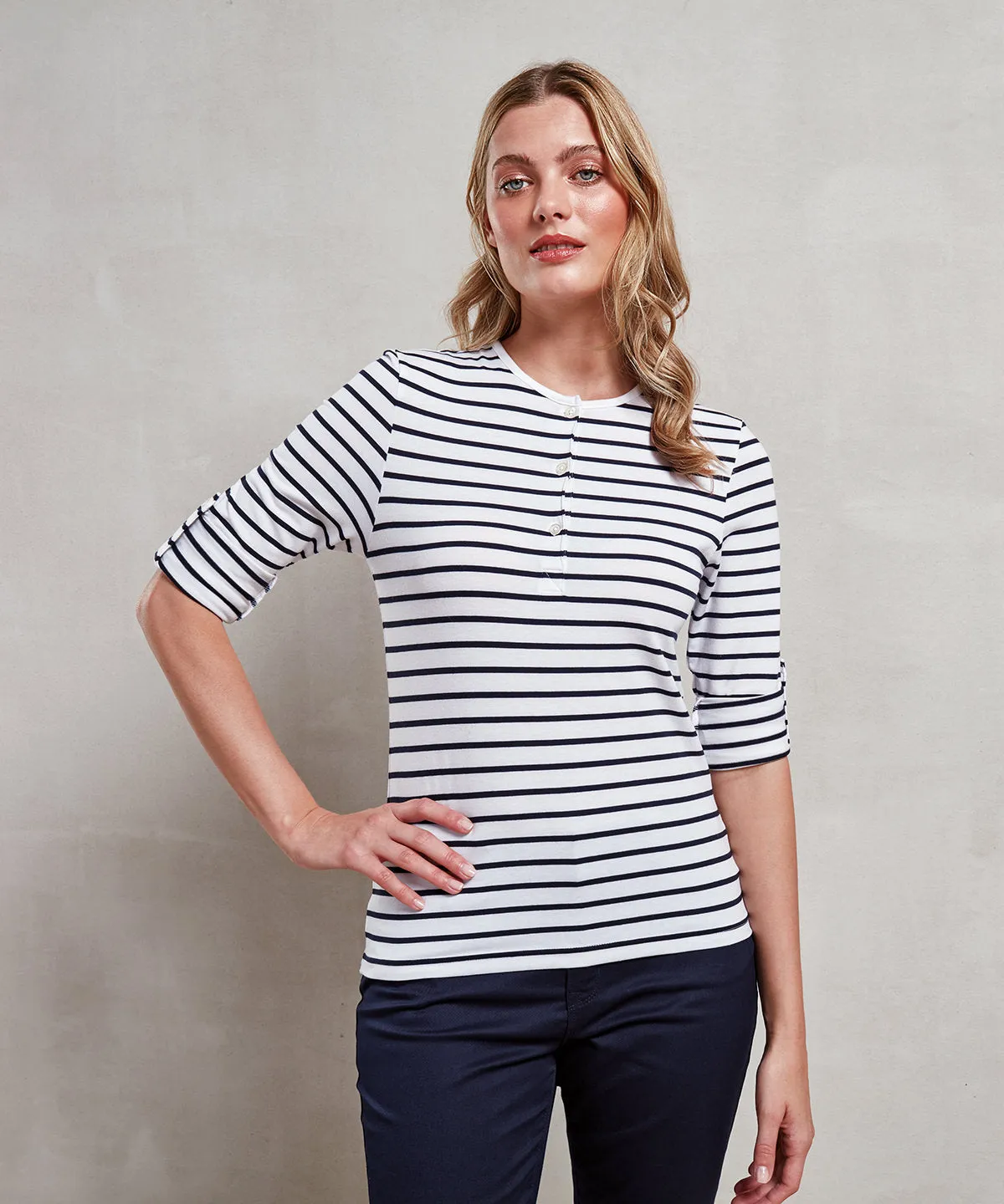 White - Women's Long John roll-sleeve tee