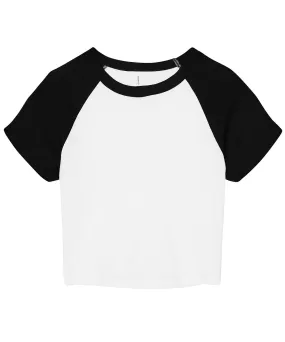 Womens micro rib raglan baby t-shirt | White/Black