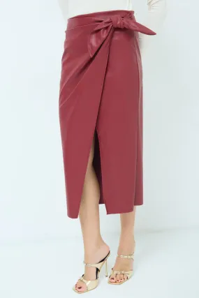 Wrap-style midi skirt with side slit wholesale