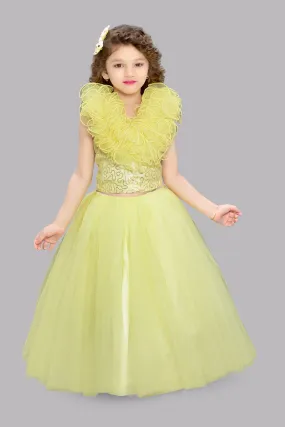 Yellow Sequins Ruffle Skirt Top Set